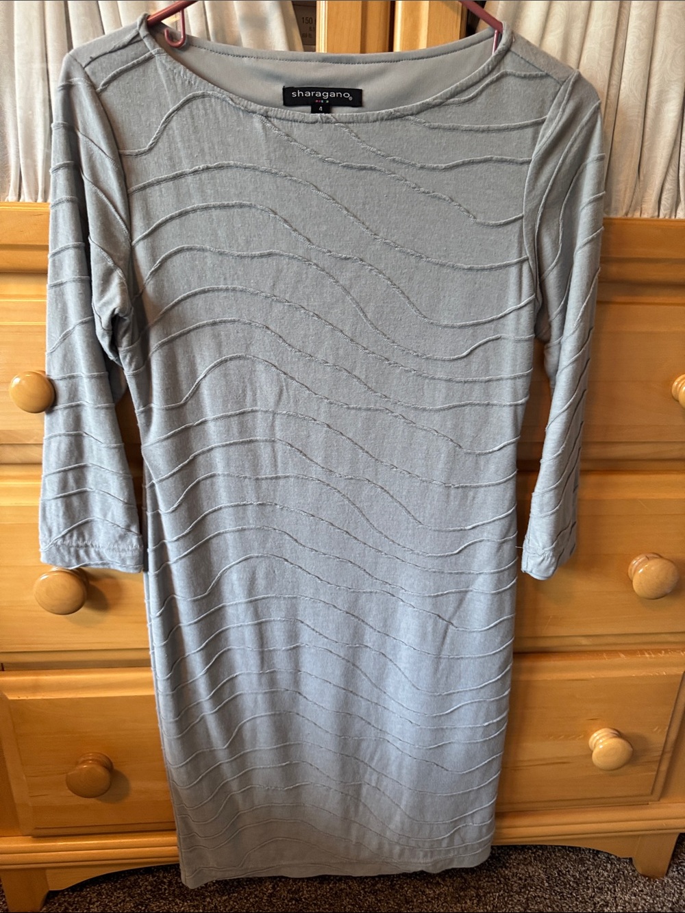 Sharagano Gray Textured Wave Midi Dress